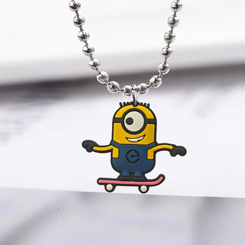 Despicable Me Minion Kawaii Jewelry Cartoon Necklace Cartoon Design Sense of Personality Creative Collarbone Gift