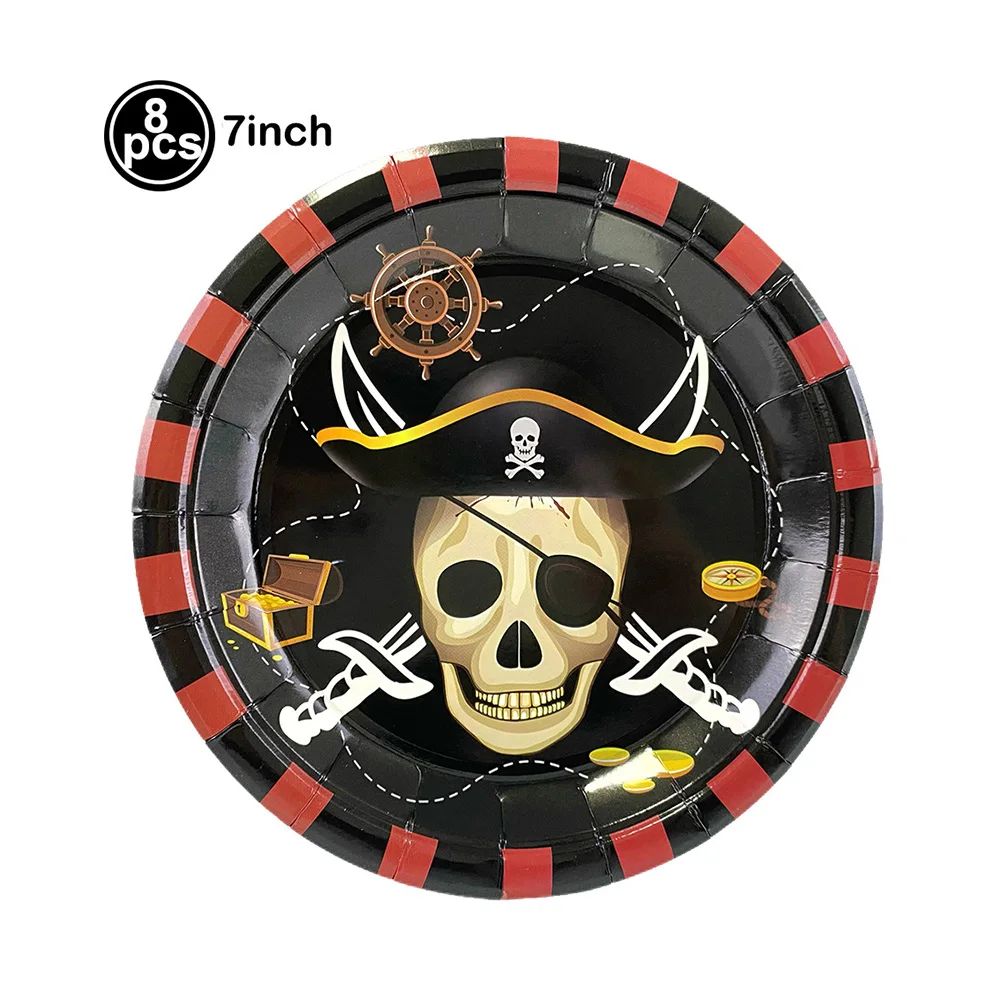 Pirate Birthday Party Supplies Pirate Treasure Theme Dinnerwares Plates Cups Napkins Tablecloth Disposable Party Tableware Decor