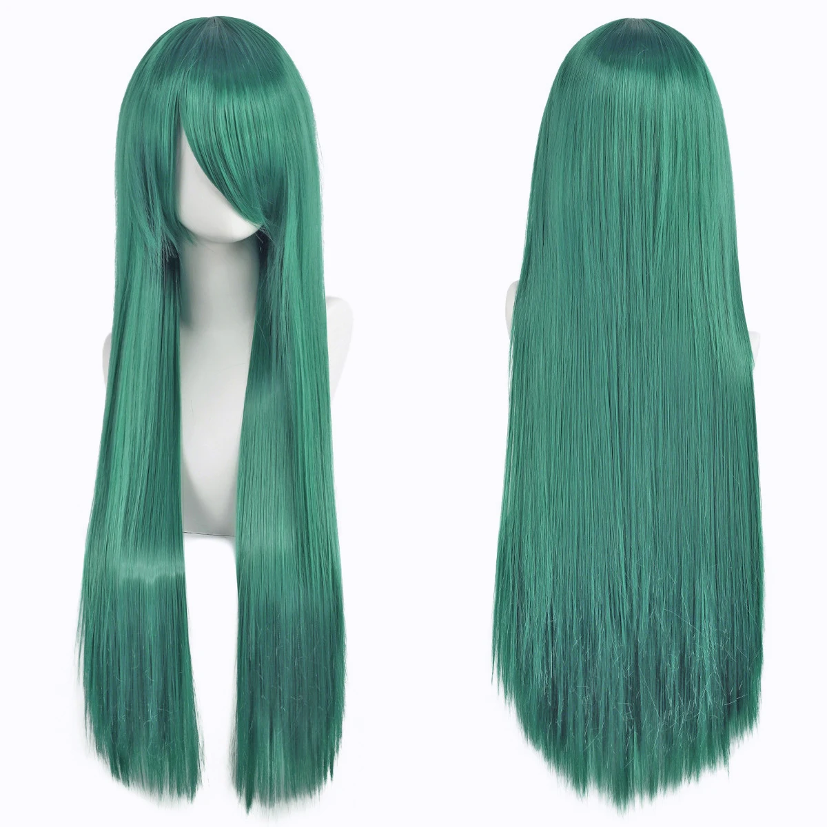 80 cm lange synthetische wit paars cosplay pruiken groen haar rechte zilveren pruik roze haarstukje lolita pruik met pony