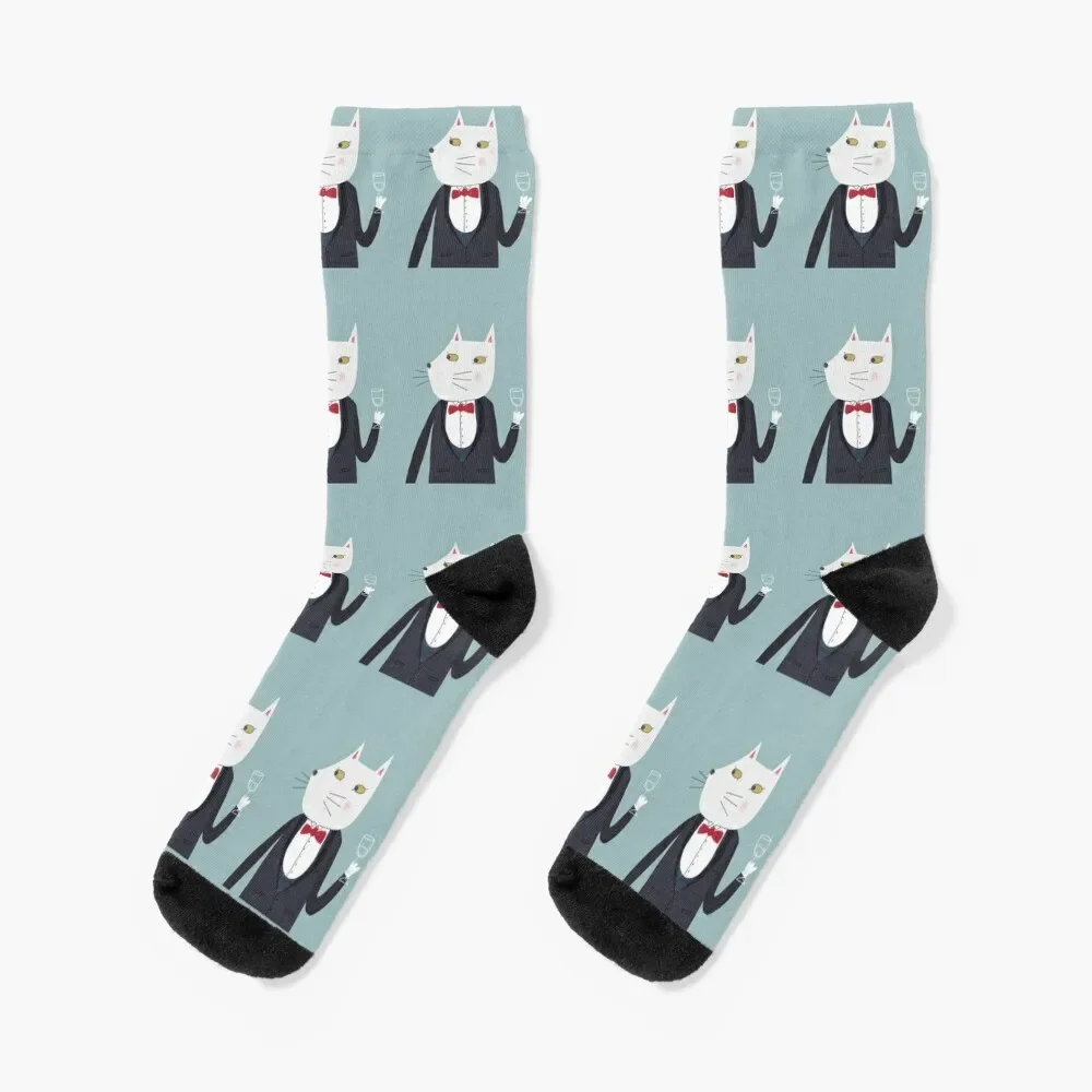 Cheers! Gentleman Cat Socks cotton Argentina hip hop Running Socks Man Women's