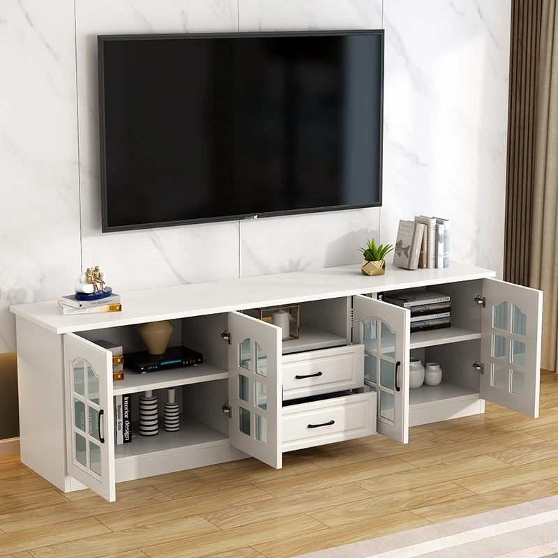 

Solid wood TV cabinet simple small apartment white locker combination floor cabinet high bedroom TV cabinet modern simple