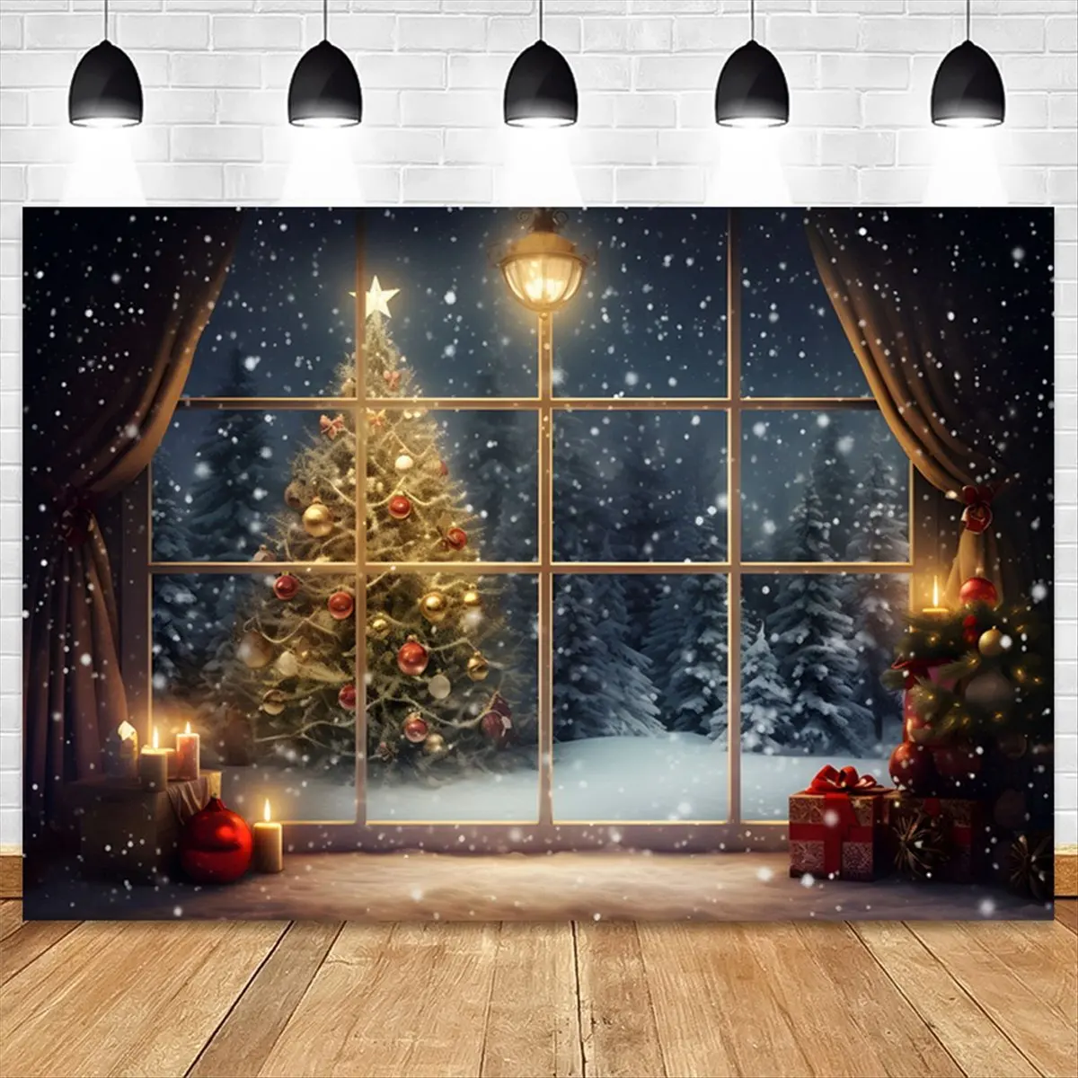 M05K 210X150cm Christmas Background Cloth Christmas Tree Snowflake Party Decoration Children Photography Background Cloth,H