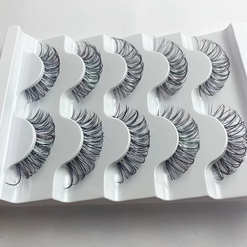 رموش صناعية كاملة بشريط DH وجذع شفاف - 5 أزواج، تعزز حيوية العين #3