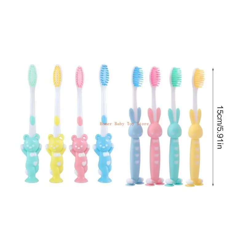 J0PF 4 قطعة لطيف لون الحلوى فرشاة أسنان الطفل الاطفال فرشاة الأسنان شعيرات ناعمة ناعمة فرشاة أسنان الأطفال العناية بالفم تنظيف