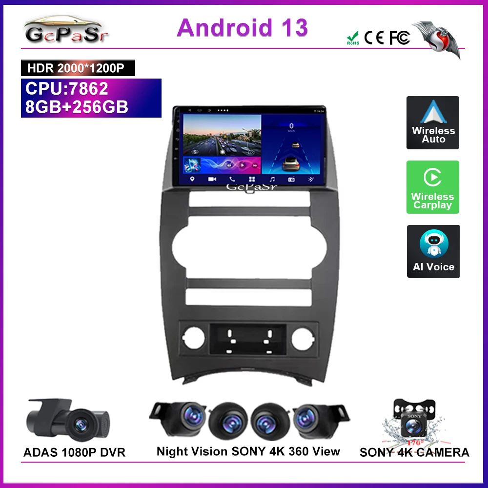 Android Car Dvd For Jeep Commander XK 2007 GPS Navigation Multimedia Player Touch Screen Dash Cam No 2din DVD  Auto Radio HDR