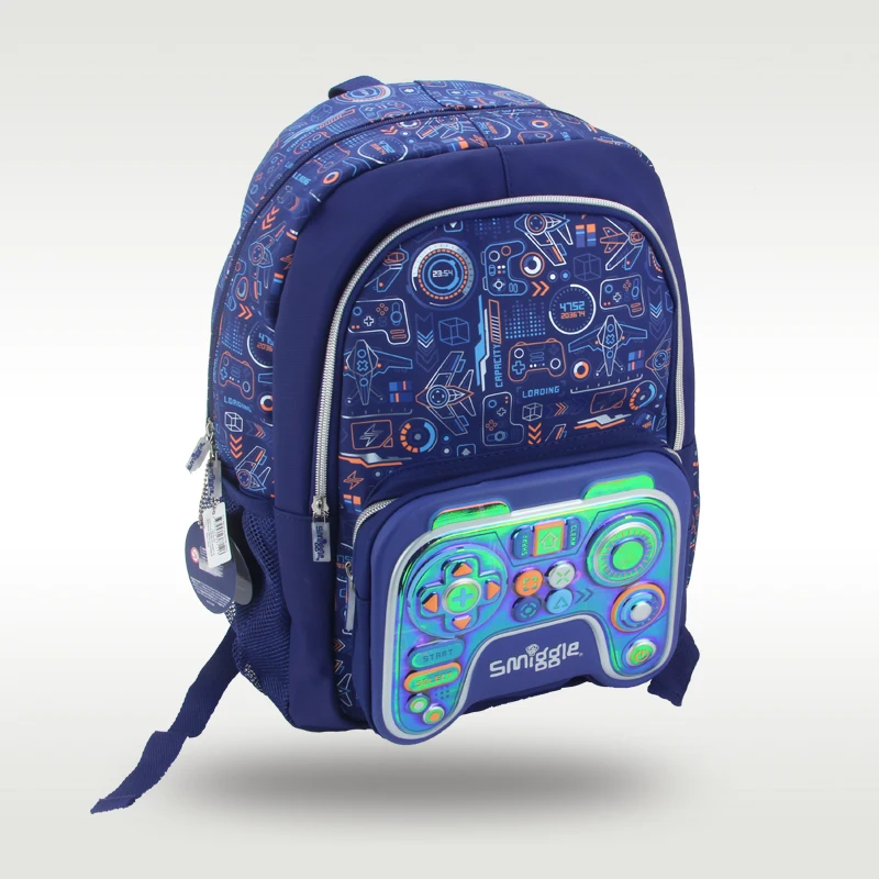 Australia Smiggle hot-selling original children's schoolbag boy backpack waterproof blue game console world schoolbag