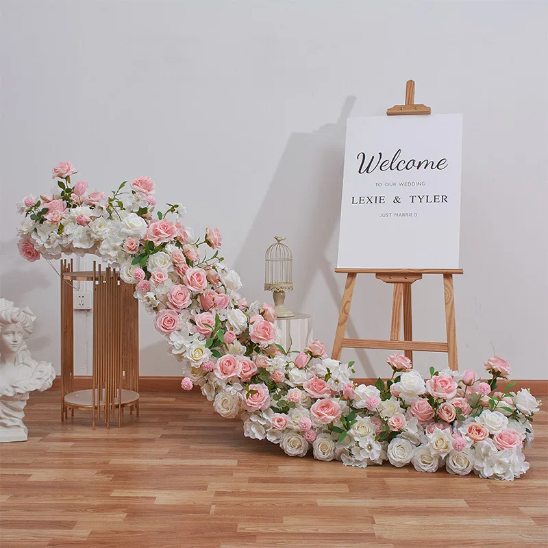 New long artificial flower western wedding table display shopping mall window exhibition hall layout
