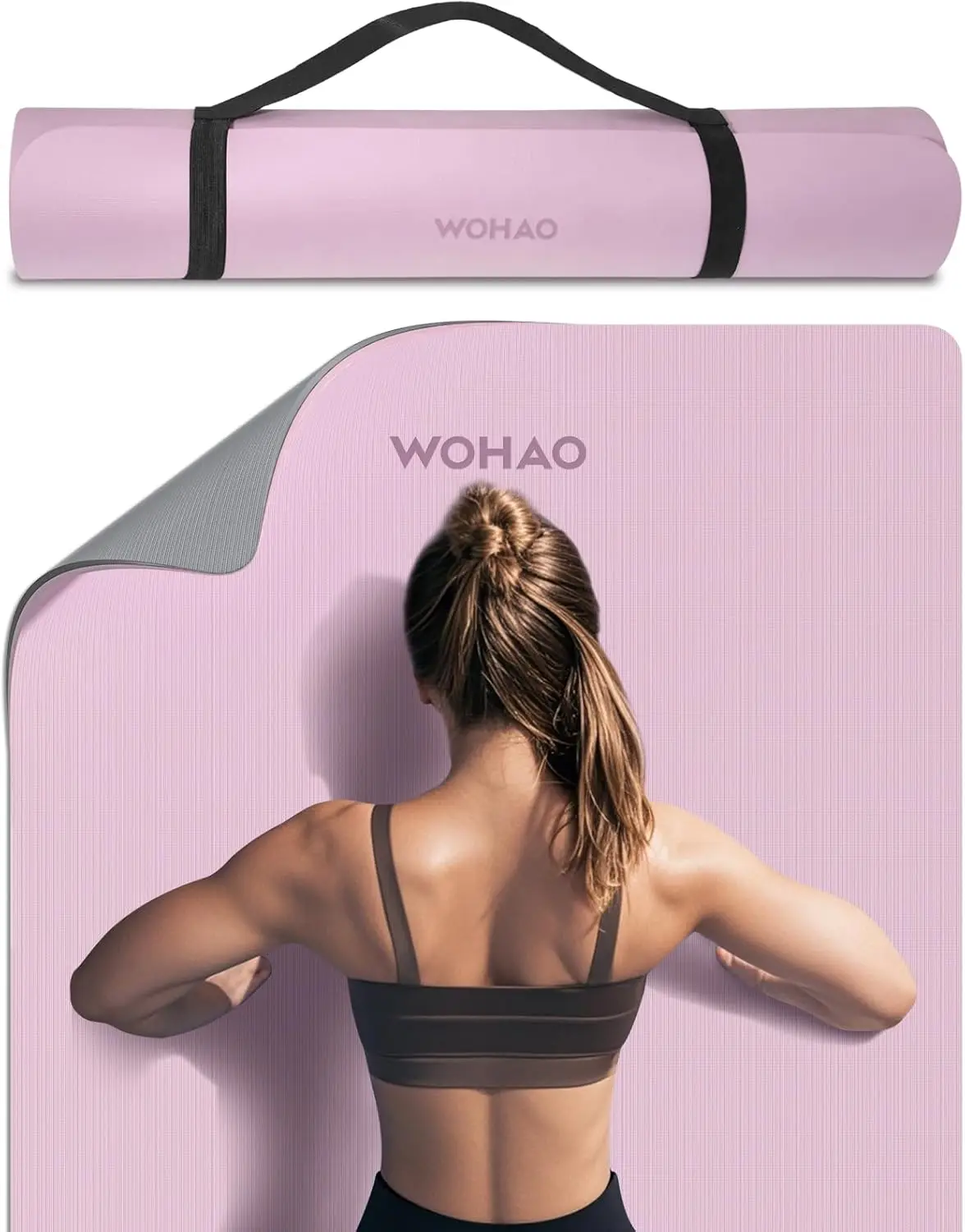 

Extra Thick 8mm Yoga Mat 72x28in Non Slip Reversible with Carrying Strap for Yoga Pilates Home Gym