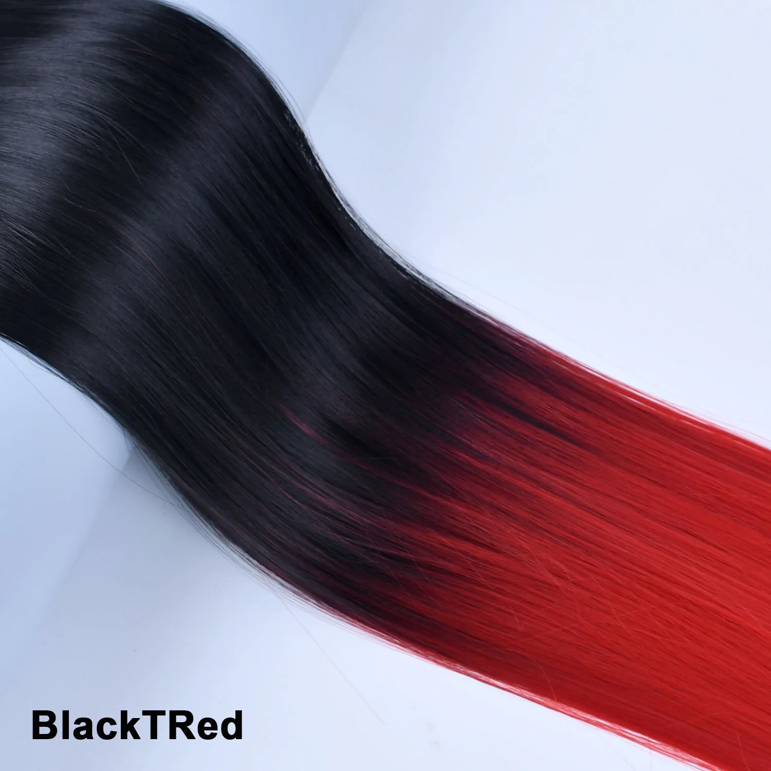 Jeedou-Extensión de cabello sintético sin Clips, postizos rectos de línea secreta de alambre Invisible, Color rojo, azul, rosa, Ombre, una pieza