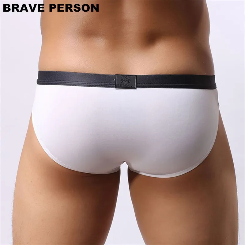 Brave Person-Calzoncillos de nailon para hombre, ropa interior Sexy con bolsa para pene, pantalones cortos sin costuras de tiro bajo, bañadores de