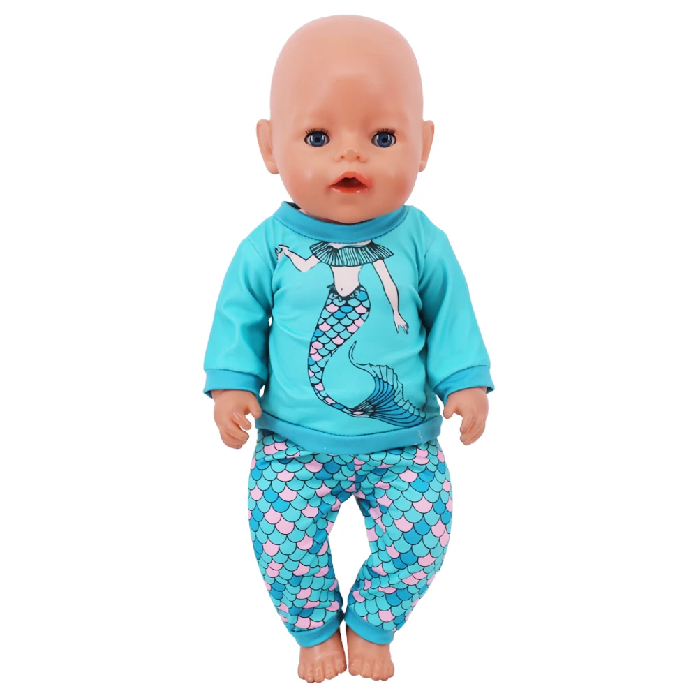 Kawaii Animal Print Pajamas 43cm Baby Reborn Doll Clothes 18inch Girl American Outfits Long Sleeved+Pants,Our Gneration Baby Toy