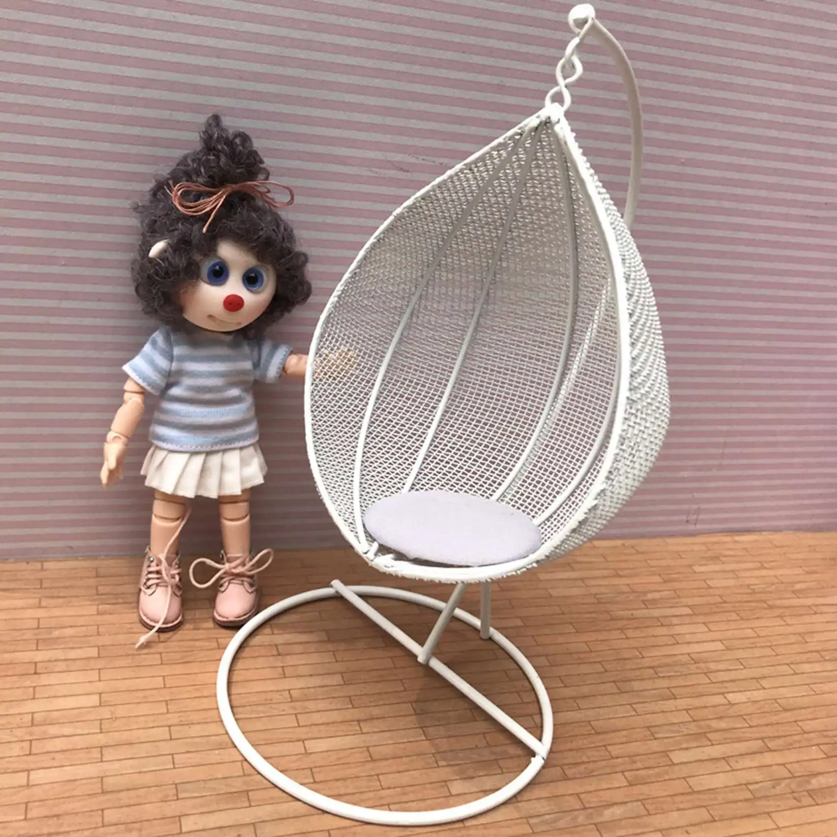 1:12 Dollhouse Miniature Furniture Swing Chair Hammock Doll House Decor Toy White