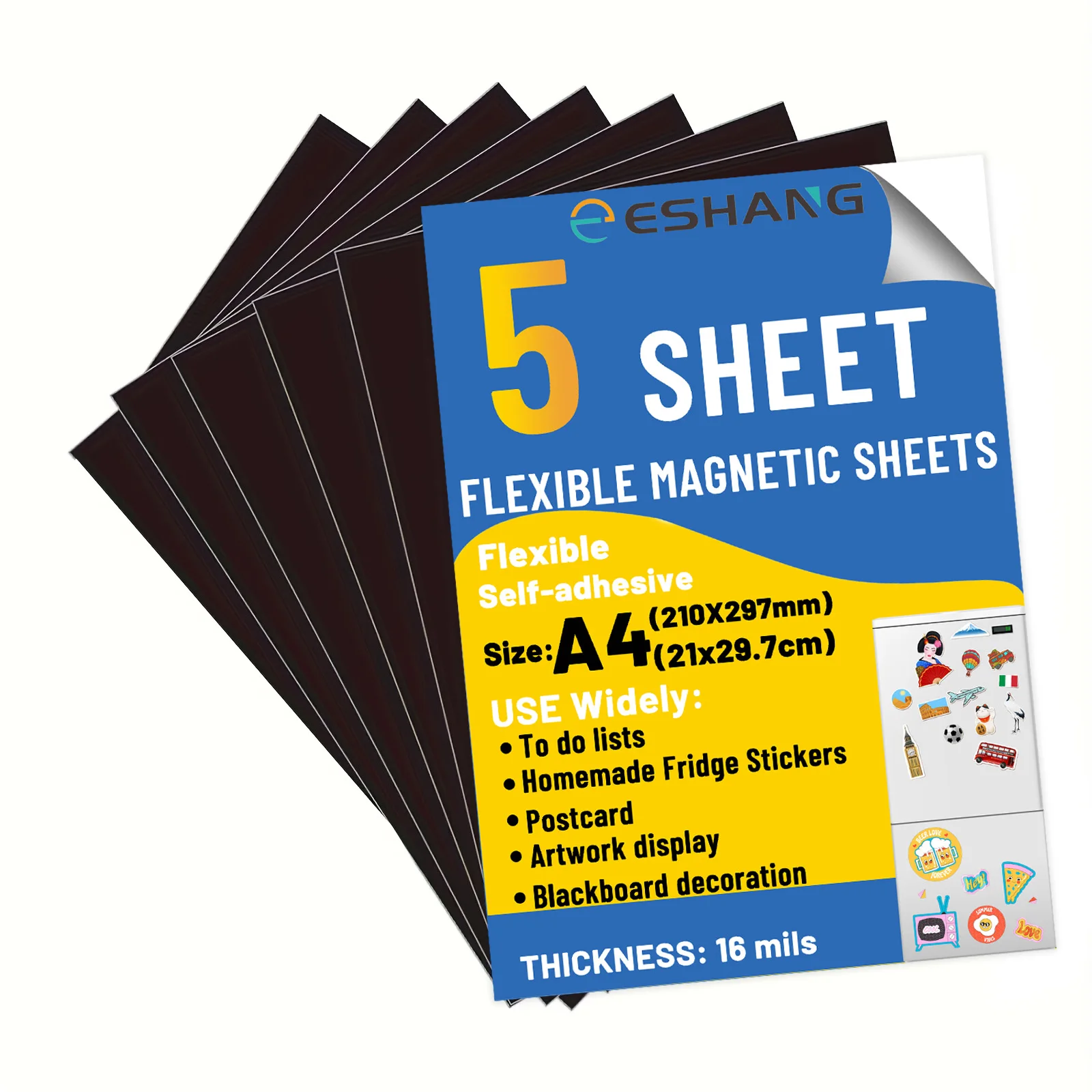 5 Sheets Magnetic Adhesive Sheets, A4(8.3' X 11.7') Size, Flexible Magnetic Sheets with Adhesive Backing for Crafts, Photos