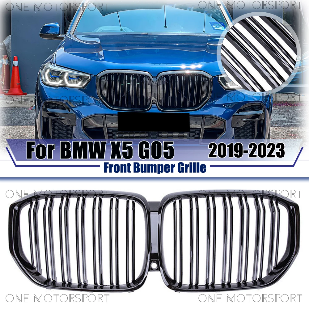 

Двойная линия стиля гоночная решетка бампера решетки глянцевая черная решетка переднего бампера подходит для BMW X5 G05 2019-2023