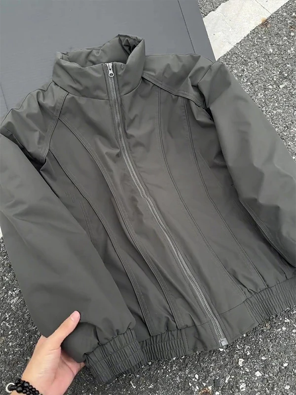 Deep ey American Deconstructed Cotton Jaet الرجال الشتاء Cleanfit صورة ظلية Thiened Flight Jaet الوقوف طوق القطن C... #3