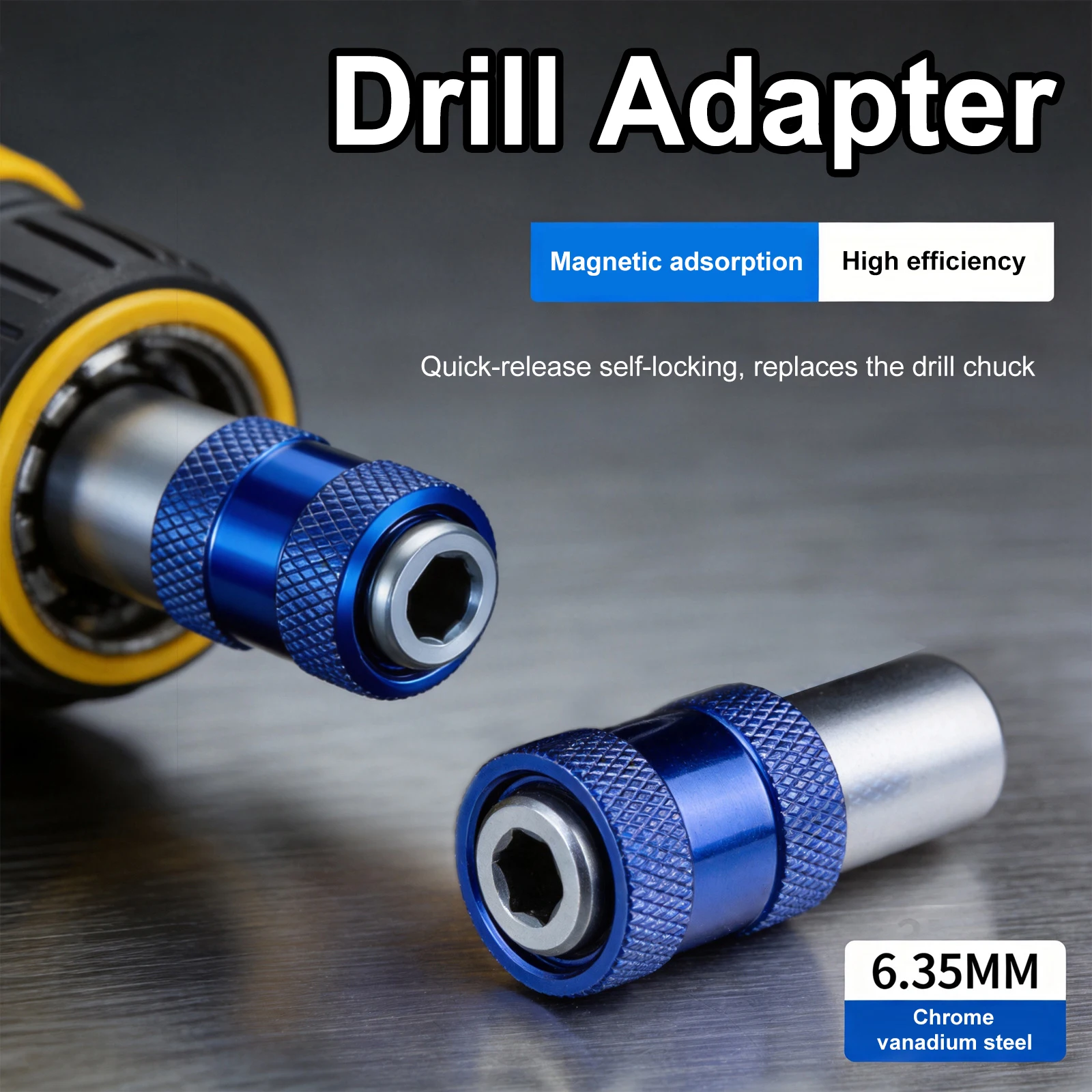 Quick Change 10mm to 1/4-Inch Hex Shank 6.35mm Clamping Capacity Keyless Drill Chuck Screwdriver to Drill Converter Conversion
