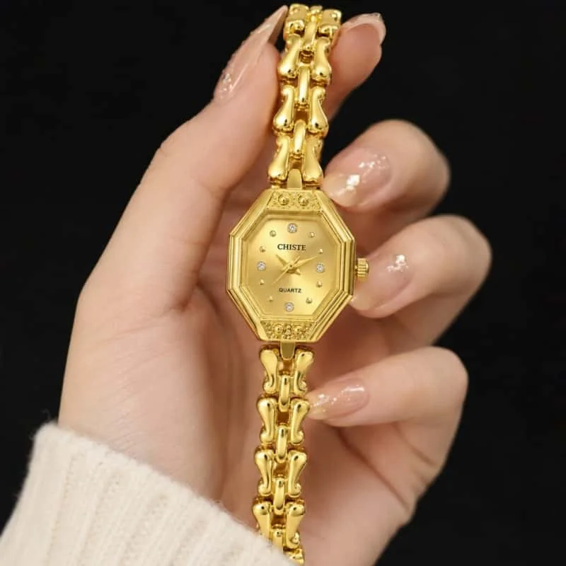 CHISTE Brand Ladies Watch Exquisite Luxury Retro Metal Bracelet Watch High-end Fashion Women Quartz Wristwatch Relogio Feminino
