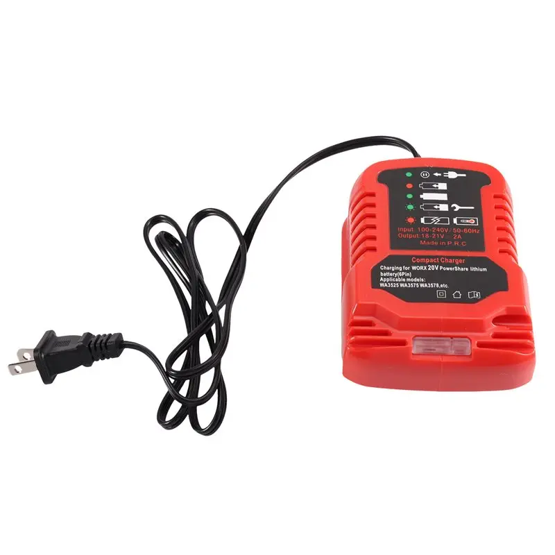 [NEW!】 Portable Li- Battery 100V-240V Mini Compact For WORX 20V Powershare Lithium Battery(6Pin) US Plug