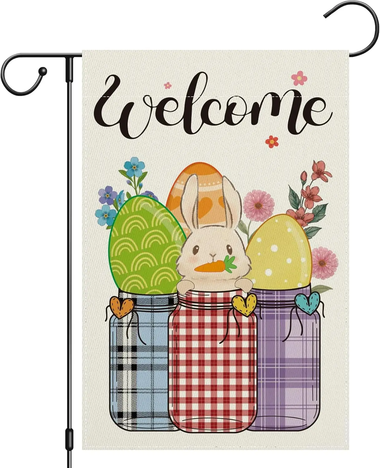 Easter Garden Flag Double Sided 12x18 Inch Rabbit Bunny Floral Mason Jar Spring Sign Welcome Summer Yard Flag Banner House F SSL