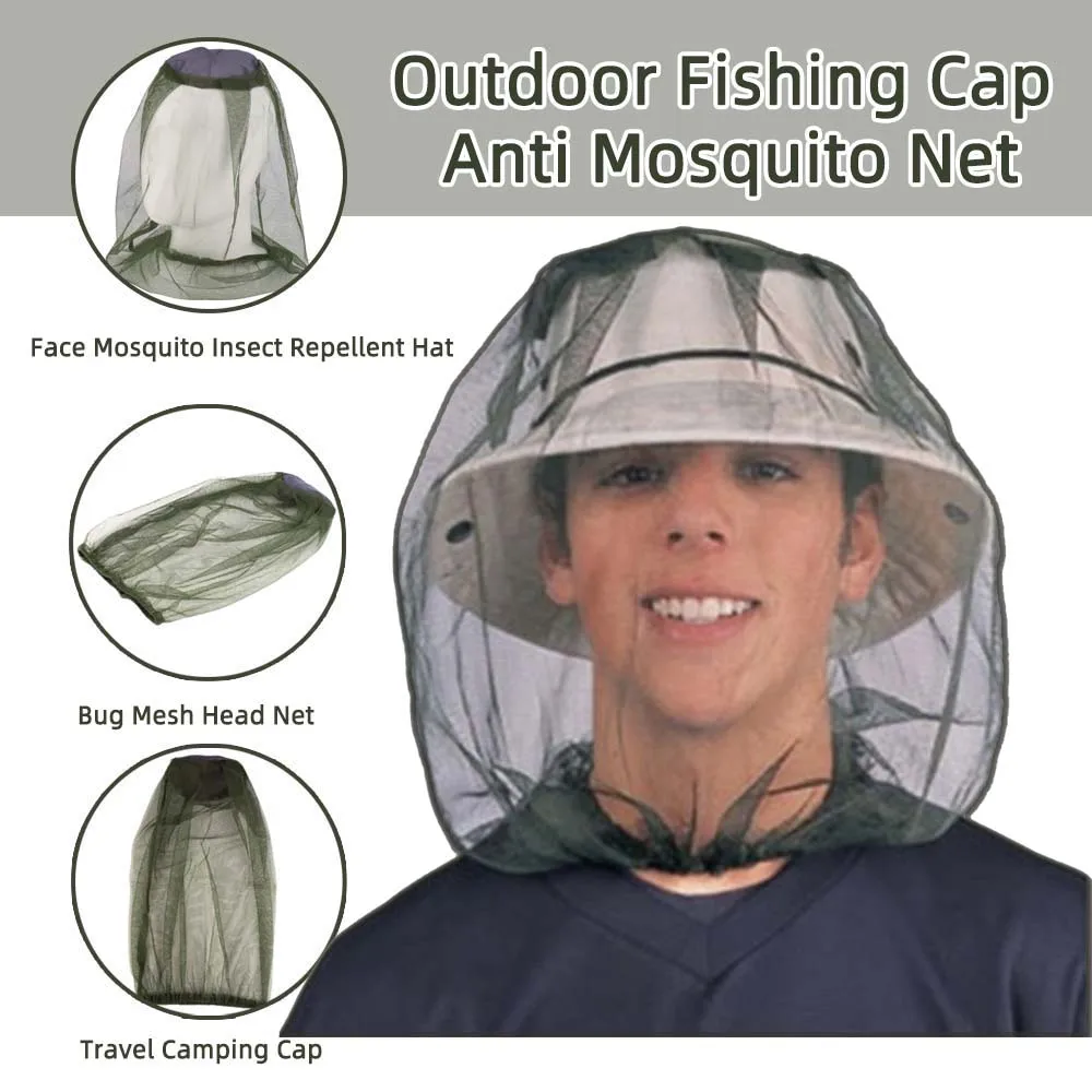Outdoor Fishing Cap Anti Mosquito Insect Net For Face Repellent Hat Bug Mesh Head Net Face Protector Mesh Travel Camping Cap