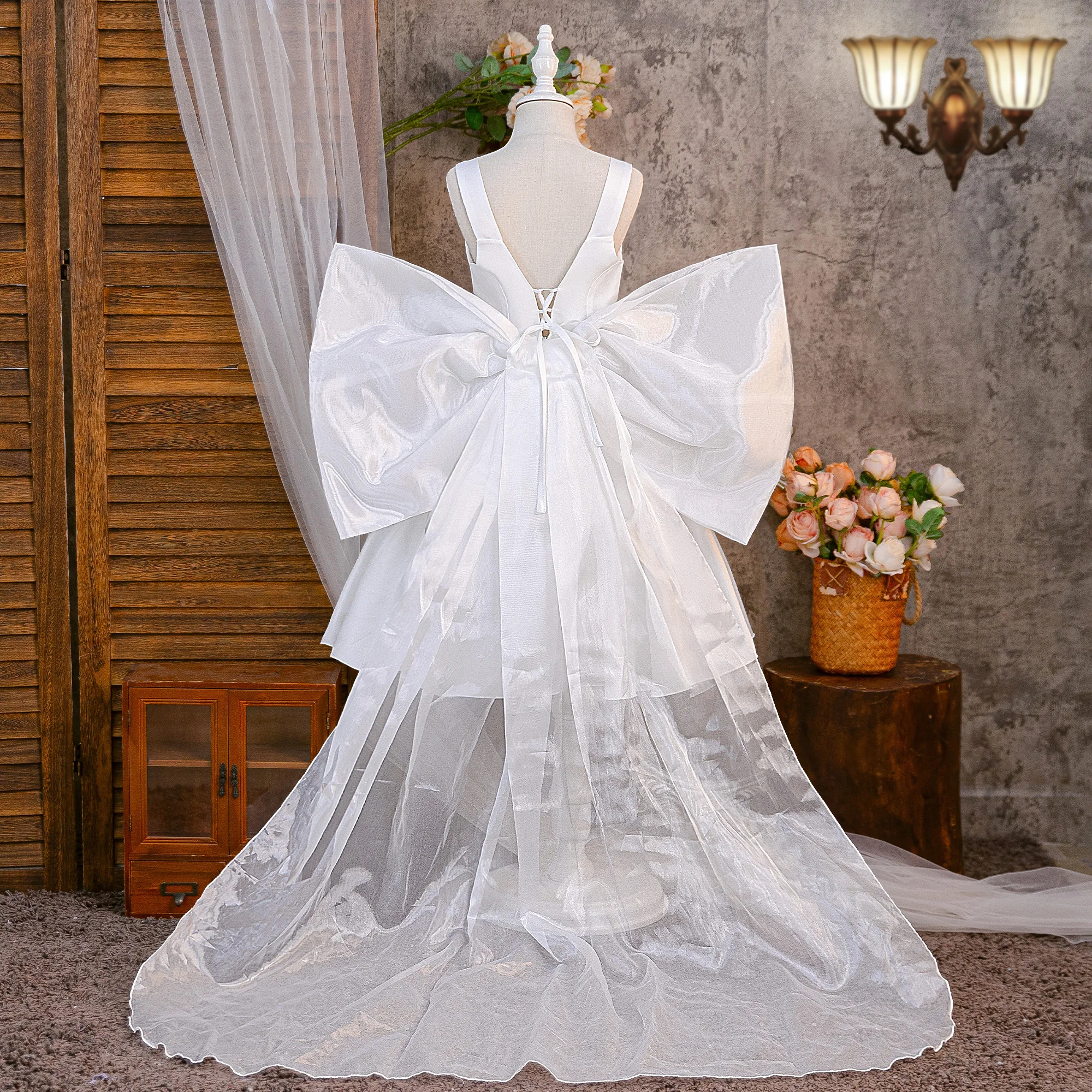 Fashion Baptism Bridesmaid Girls Dress Elegant Wedding Party Princess Prom Dresses Girl First Communion Birthday Evening Costume