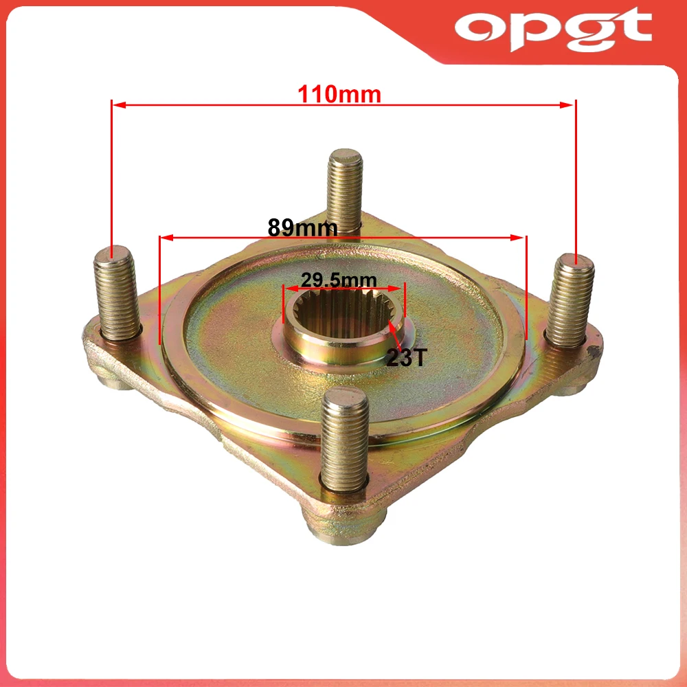 OPGT 23 Teeth 110mm 4 STUD M10x20mm Rear Wheel Hub Fit for ATV 110cc 125cc 150cc Electric Go Kart Golf Cart Buggy Quad Bike Part