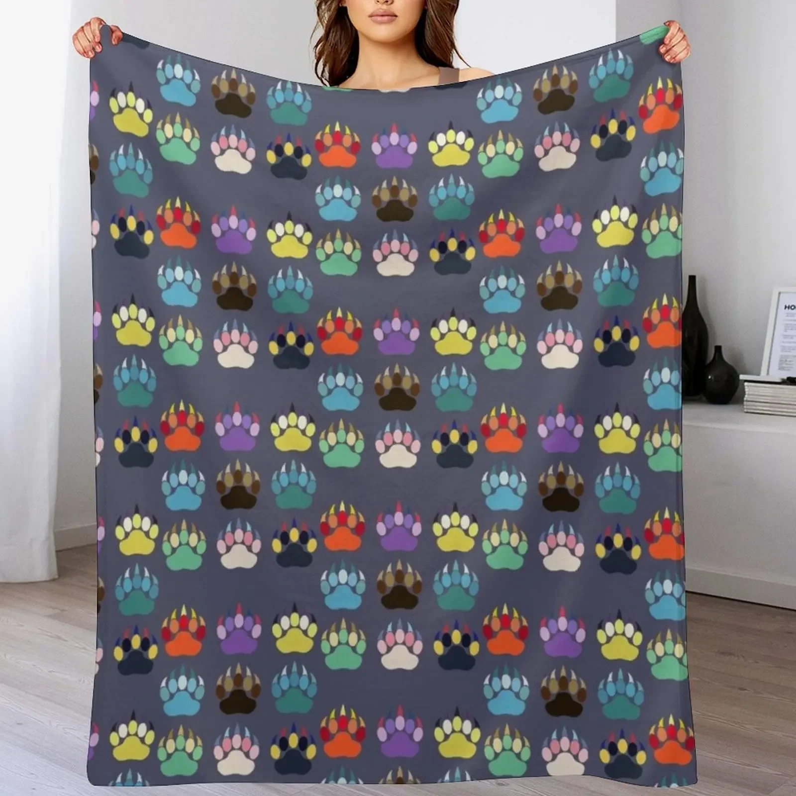 

Evolution Paws (bold) Throw Blanket Modern Design Soft Blanket for Home Decor