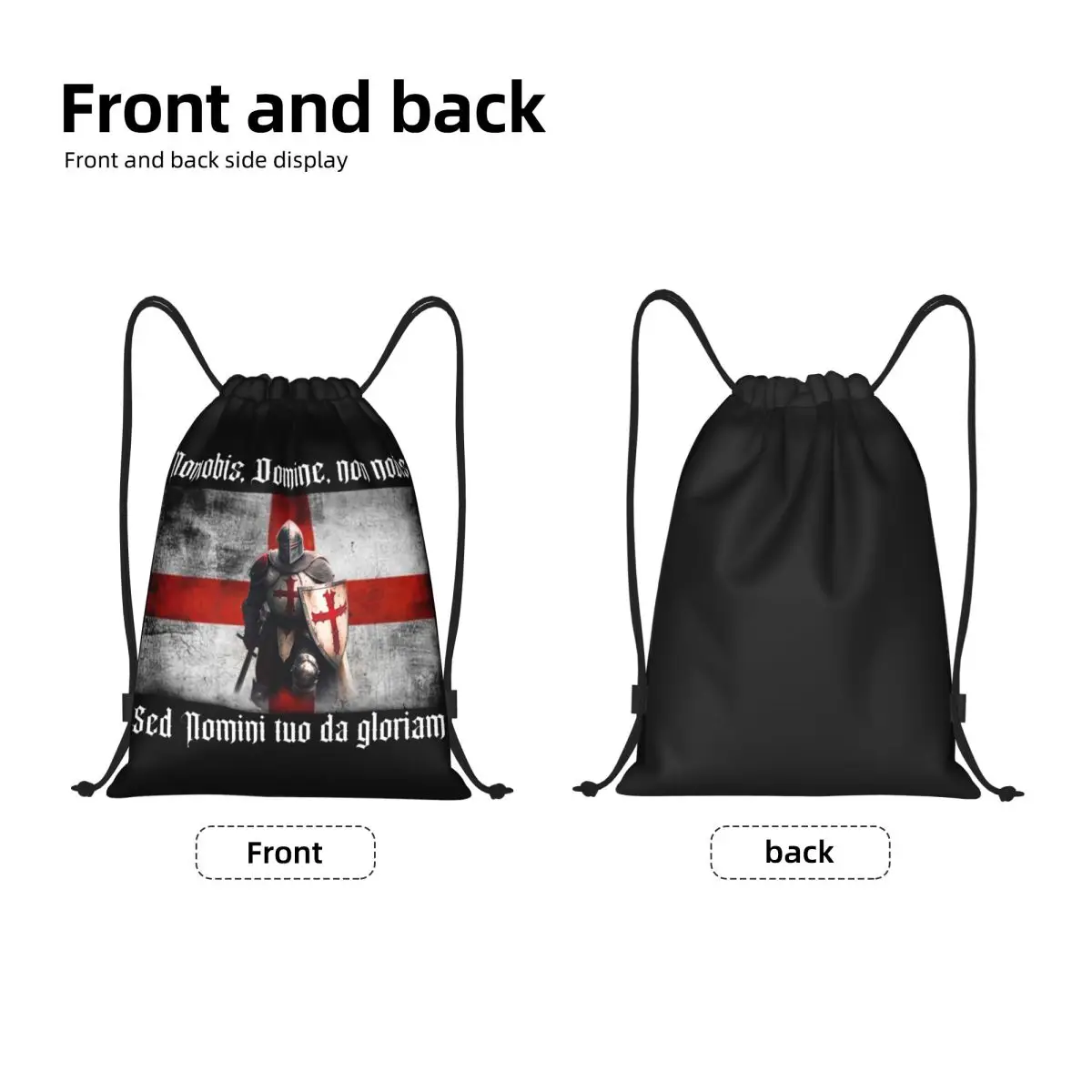 Templar Knight Seal Cross Didtressed Symbol Medieval Warrior Drawstring Bag Gym Sports Sackpack Shopping Storage Backpacks