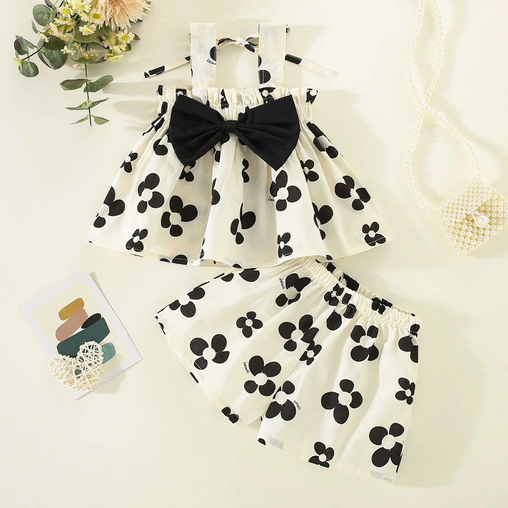 

2Pcs/Set New Baby Girls Children Clothes Suit Summer Tops Shorts Thin Comfortable Flower Toddler Kids Costume 0 to 3 Years Old