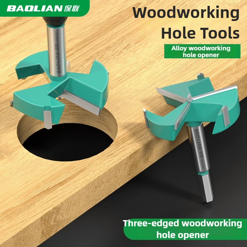 25-60mm 3 teeth Forstner tips Woodworking tools Hole Saw Cutter Hinge Boring drill bits Round Shank Tungsten Carbide Cutter