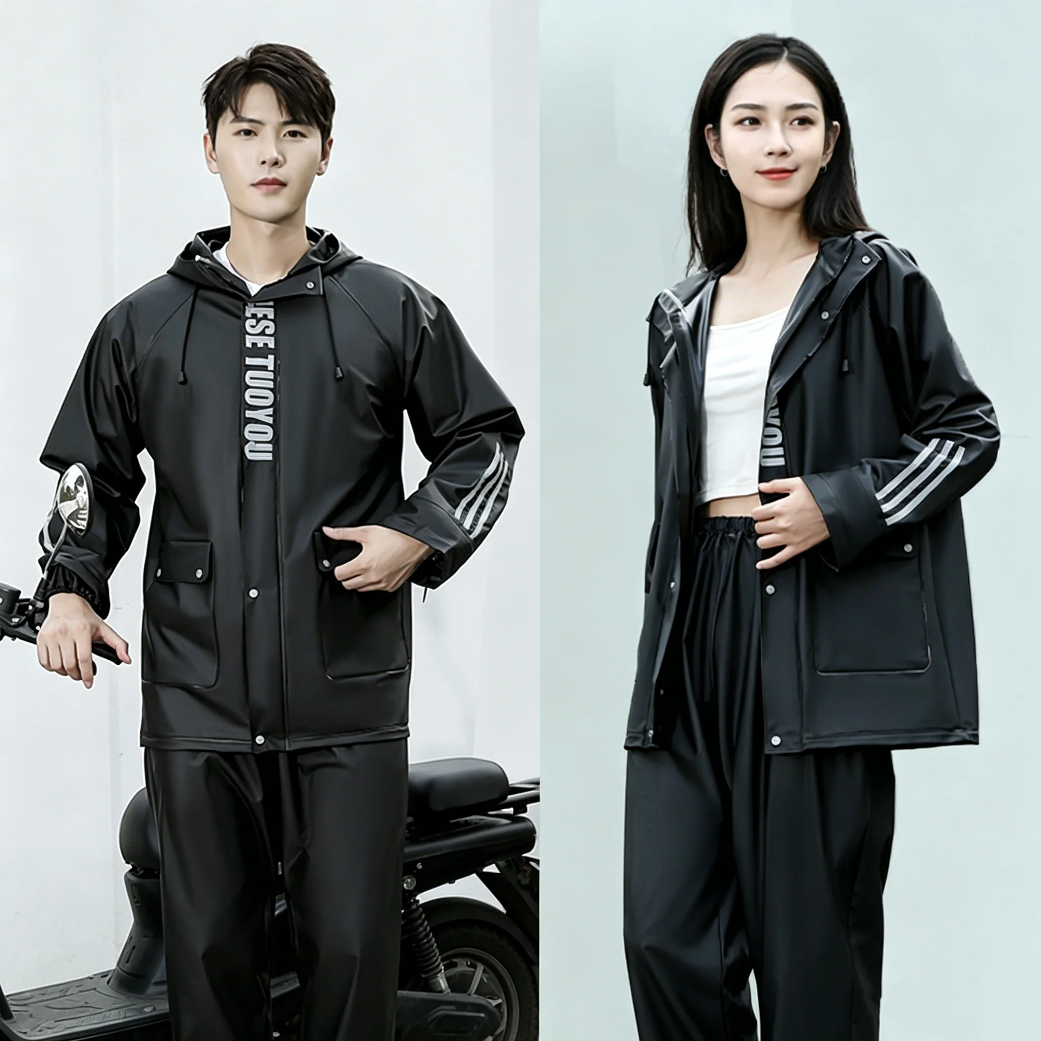 Outdoor Breathable Rainstorm Proof Takeaway Raincoat Special Raincoat with Reflective Strip for Riders Split Type