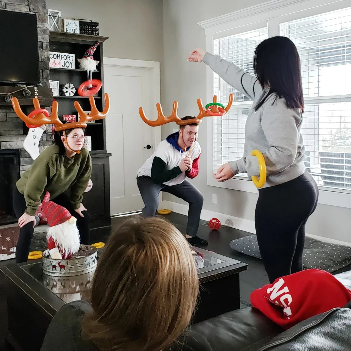 1Pc Inflatable Toss Game Reindeer Antler Hat Ring Family Interaction Game Toy Boys Girls Christmas Party accessories  Supplies