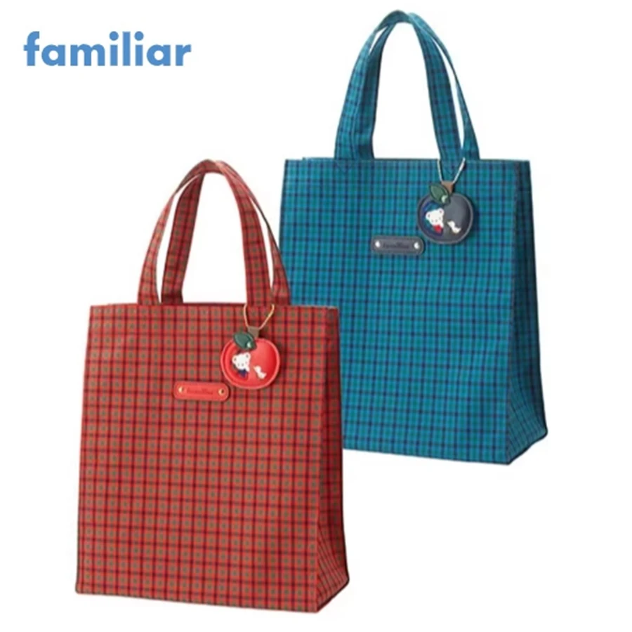 Familiar Japan Handbag 32*26.5*13.5cm Grid Large Capacity Printing Waterproof Shoulder Bag 260020