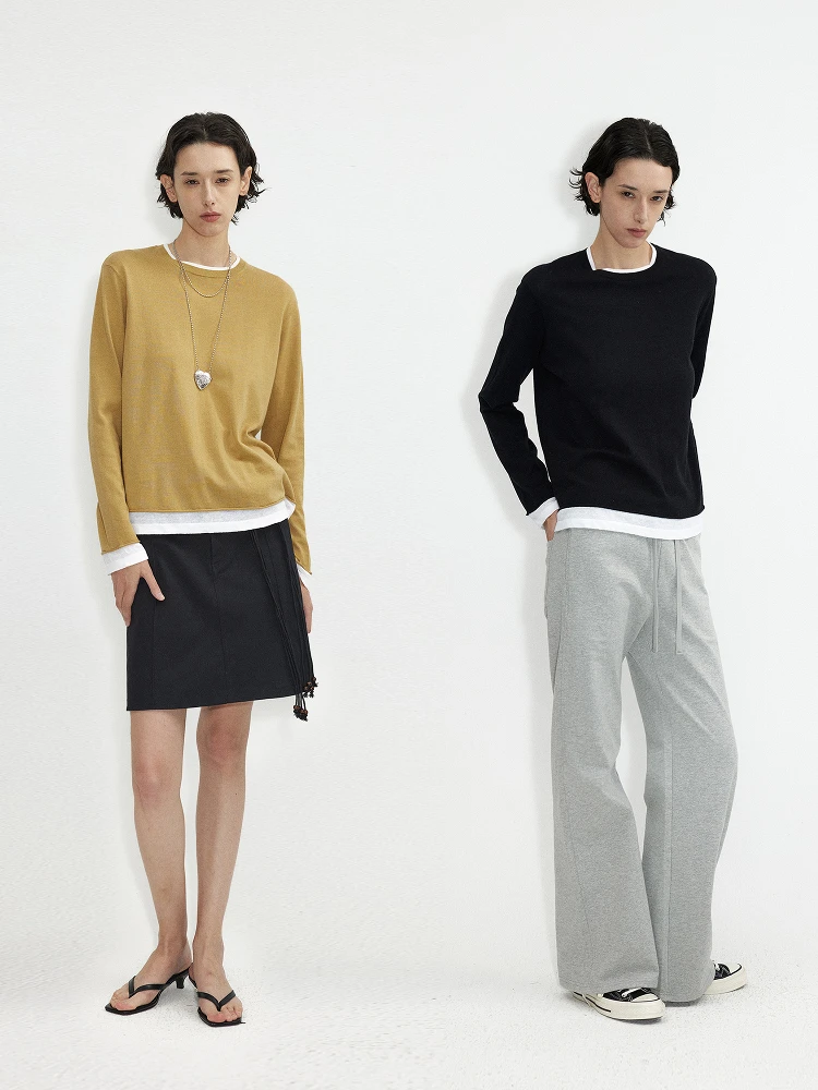 

Летний топ Cleanfit из хлопка, льна и шелка с длинным рукавом, контрастными цветовыми блоками, в стиле 90-х, для повседневной носки, стандартный крой