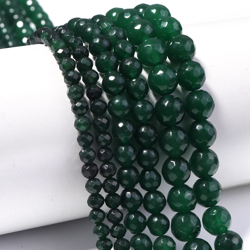 4 6 8mm Natürliche Facettierte Grüne Smaragdsteinperlen Lose Perlen für Schmuckherstellung DIY Halsketten Armbänder Zubehör