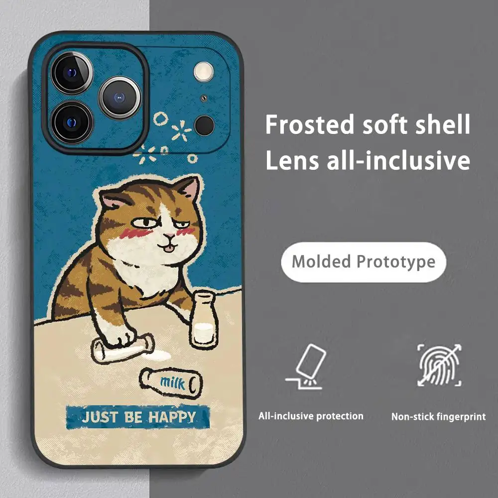 

Funny Cat Phone Case For iPhone 15 14 13 12 11 Pro Xs Max Mini XR X 7 8 Plus Black Frosted Soft Shell Funda