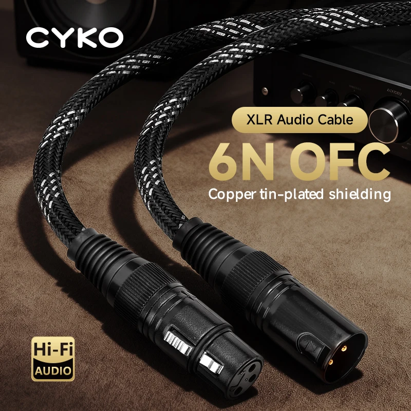كابل صوت CYKO XLR 6N OFC ستيريو ذكر إلى أنثى كابل متوازن لبطاقة الصوت لمكبر الصوت الخلاط