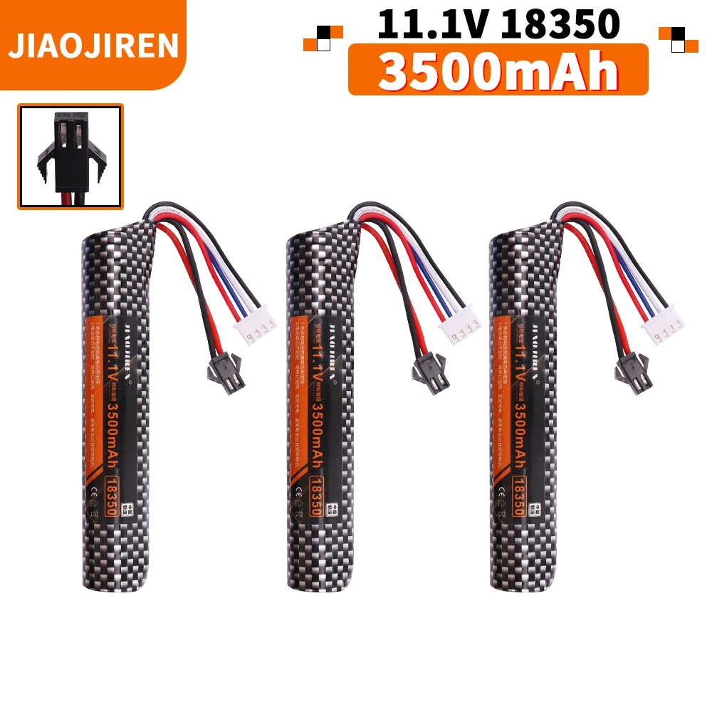 11.1V 3500mAh Li-ion Battery SM Plug for Electric Water Gel Ball Blaster Toys Pistol / Eco-friendly Beads Bullets Air Gun parts