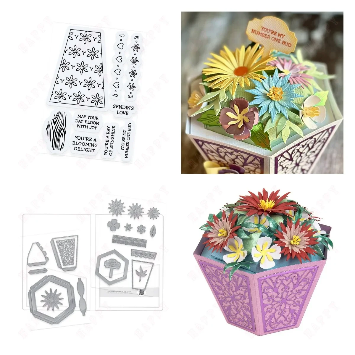 

2024 New Metal Craft Cutting Dies Pretty Petal Pot Scrapbooking Gift Box Paper Diary Decoration Manual Handmade for Embossing