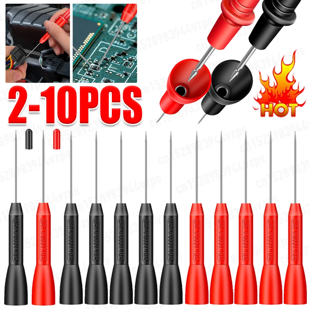 2-10Pcs Tips Test Mutimeter Proof Tips Puntas Diagnostic Tools Needle Probe Extention Back Piercing Needle Tip Probe Repair Tool