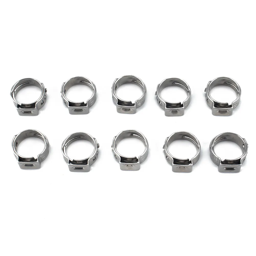 20Pcs Single Ear Hose Clamps Stainless Steel Heavy Duty Hose Clip Assorted Size Water Pipe Clamp for Automotive Marine