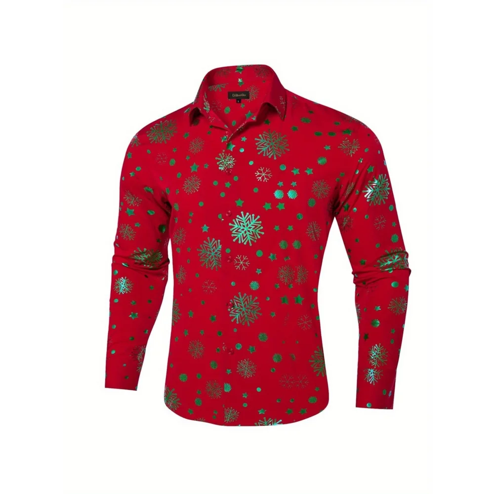 Christmas Santa Elk 3D Print Claus Graphic Beach Shirts Men's Long Sleeve Lapel Oversized Shirt Summer Button Vacation Shirts