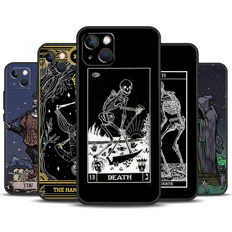 The Hermit Tarot Card Grim Reaper Case For iPhone 16 15 14 13 12 11 Pro Max Mini X XR XS Max 7 8 Plus 2 Bumper Cases Cover