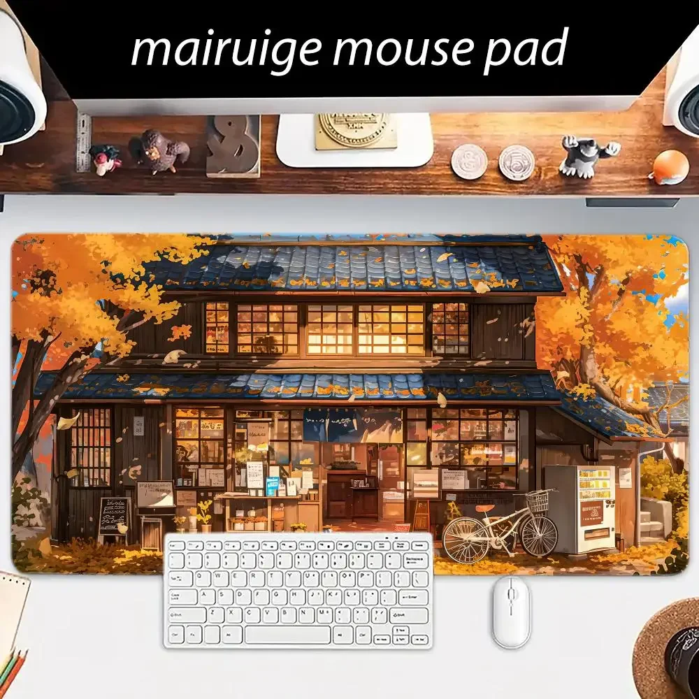 Tappetino per mouse con paesaggio autunnale Tappetino per tavolo da gioco per ufficio per computer di grandi dimensioni Tappetini per tastiera per PC con bordo cucito antiscivolo in gomma XXL Tappetini da scrivania lunghi