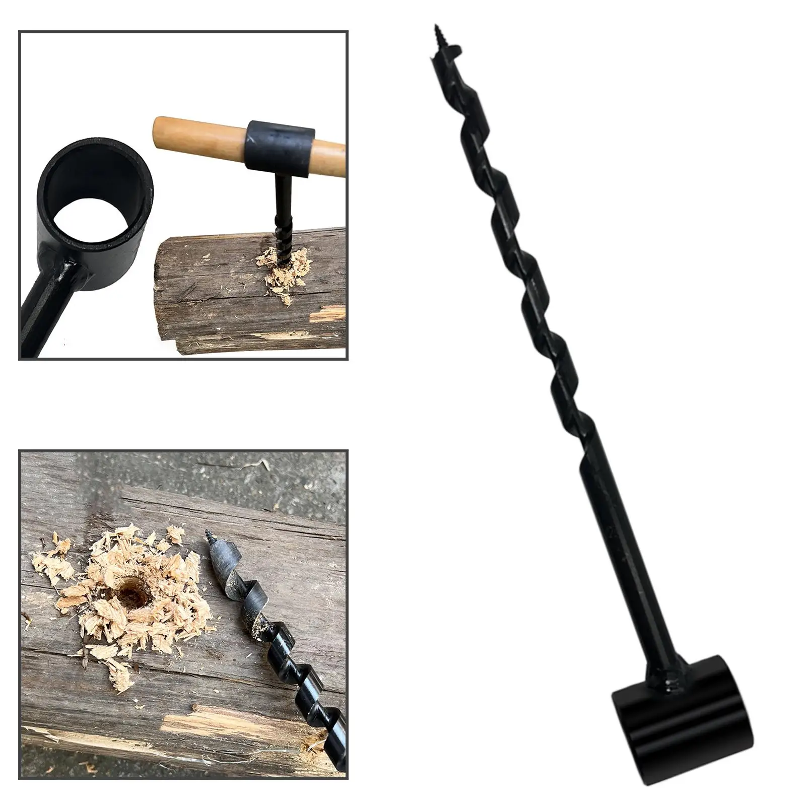 

Multipurpose Hand Auger Drill Bit Heavy Duty Carbon Steel Manual Wood Drill for Outdoor Woodworking and Bushcraft