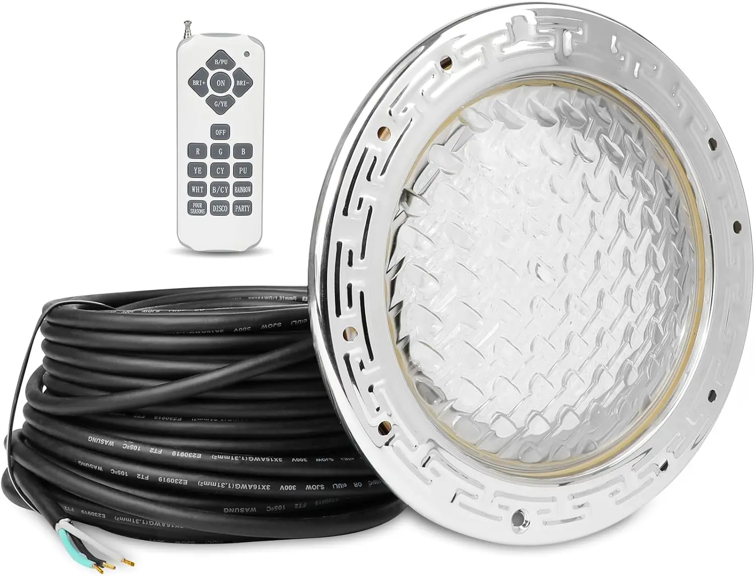 SH101100 Luzes de piscina de 10 polegadas para piscina inground, luzes de piscina LED DC 12V com cabo de 100 pés para nicho úmido de 10 polegadas