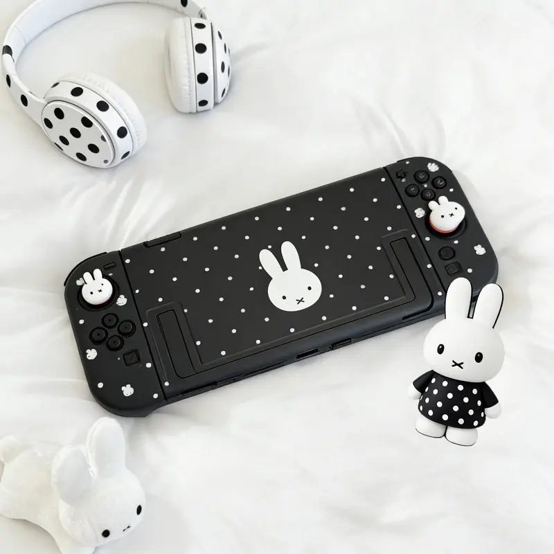 In Stock Miffy Polka Dot Protective Case For Nintendo Switch2 Oled NS Lite Split Type Hard Shell Soft Grip With Thumb Grips Gift view 4