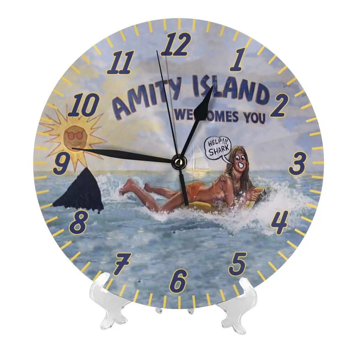 Welcome To Amity Island Wall Clock Easy to Read Wall Mounted Clock With Silent for Home Decor