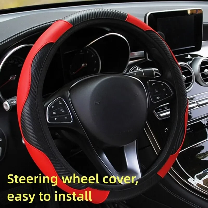 1 PCS Car Steering Wheel Cover Breathable Anti Slip PU Leather Steering Covers Suitable 37-38cm Suit VW AUDI BMW BENZ TOYOTA