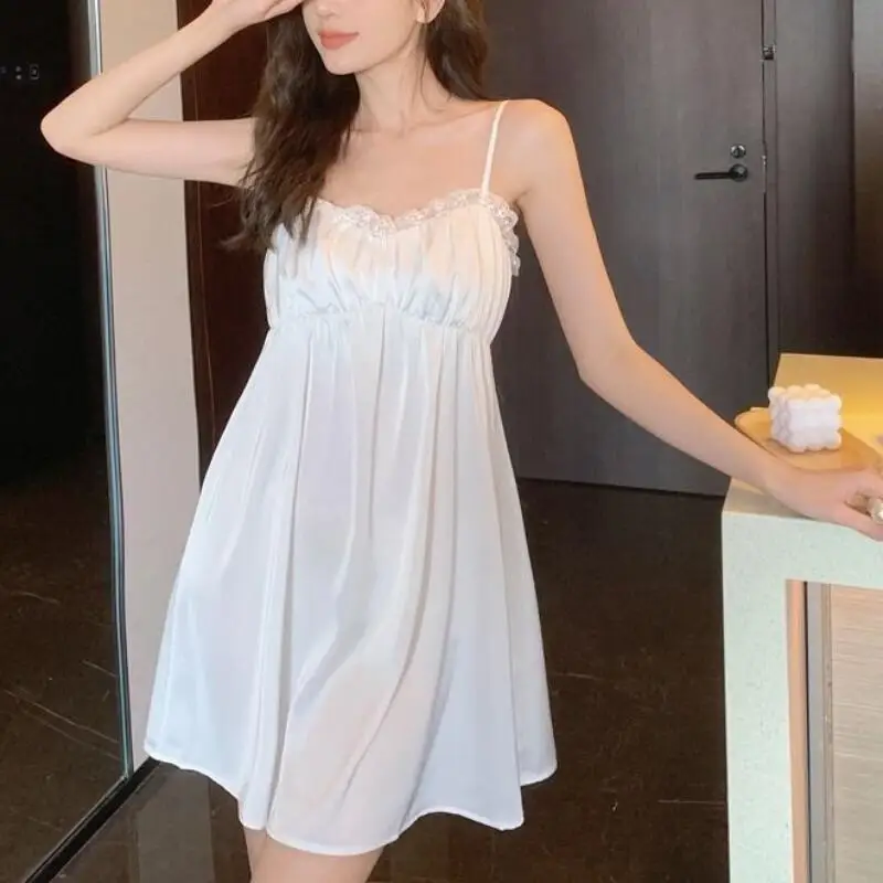 

Женская юбка для сна на бретелях, каваи, летняя спальная пижама без рукавов для молодых девушек, домашняя одежда для отдыха, модное платье, новый стиль